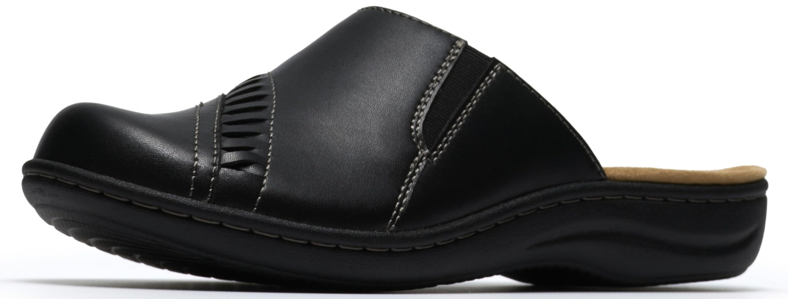 Clarks Collection Women's Laurieann Lux Mule, Black Leather, 5