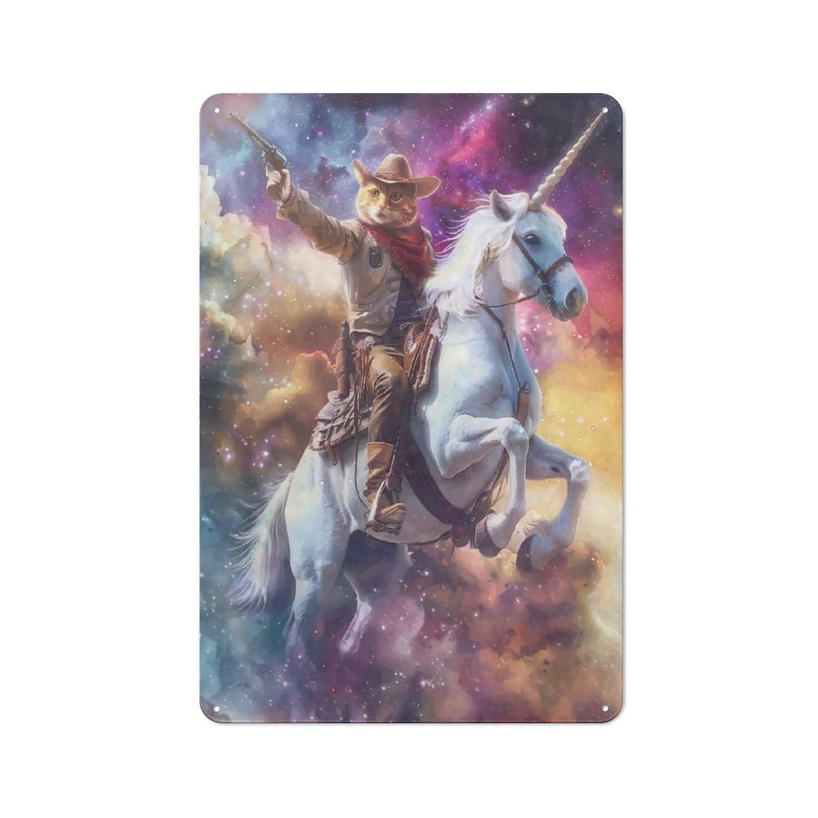 Junmoney Whimsical Unicorn Cat Vintage Tin Sign 30X20cm With For Living Room Or Hallway, For Living Room Decor Lovers