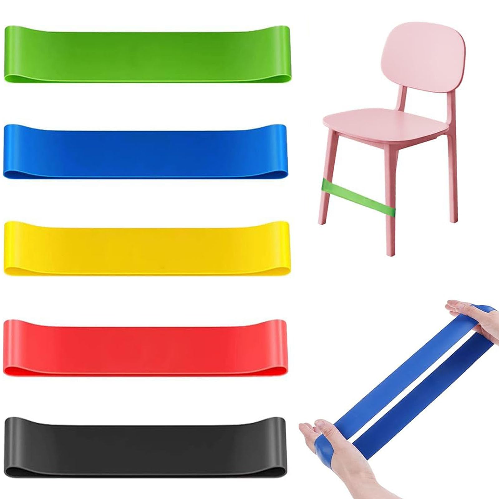 JCKD 5 Pieces Stretchy Chair Band for Kids Colorful Chair Fidget Bands Flexible Seating Straps for Kids Bouncy Stress Bands Sensory chair bands Fit kids with Sensory ADHD