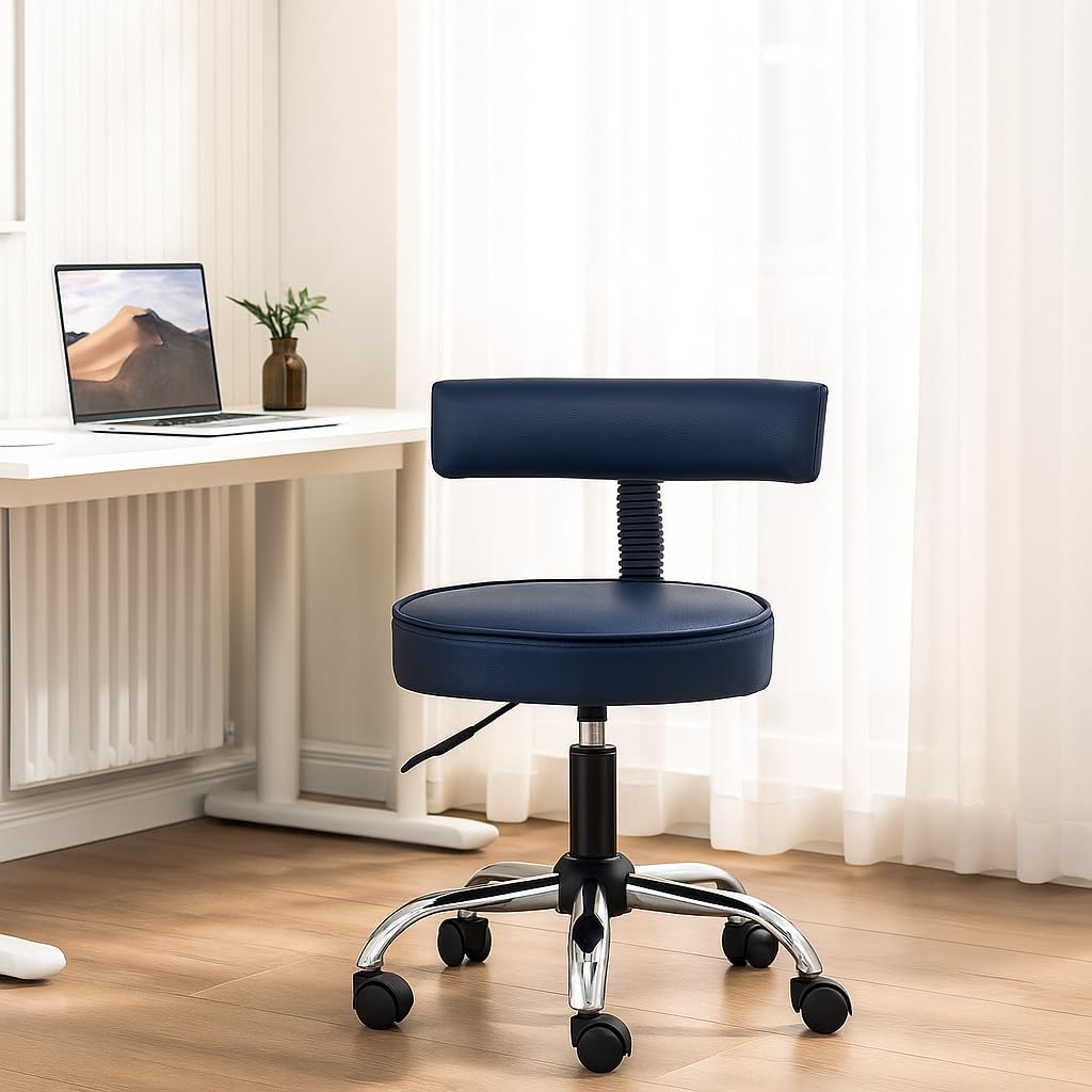 NEWTURN� Ketto Chrome Metal Stand Rolling Compact Chair Lift Swivel Stools with Fixed Rest for Home Office Beauty Salons Shops Bar Kids Study Chairs (Black) with 1 Years Warranty (Black)