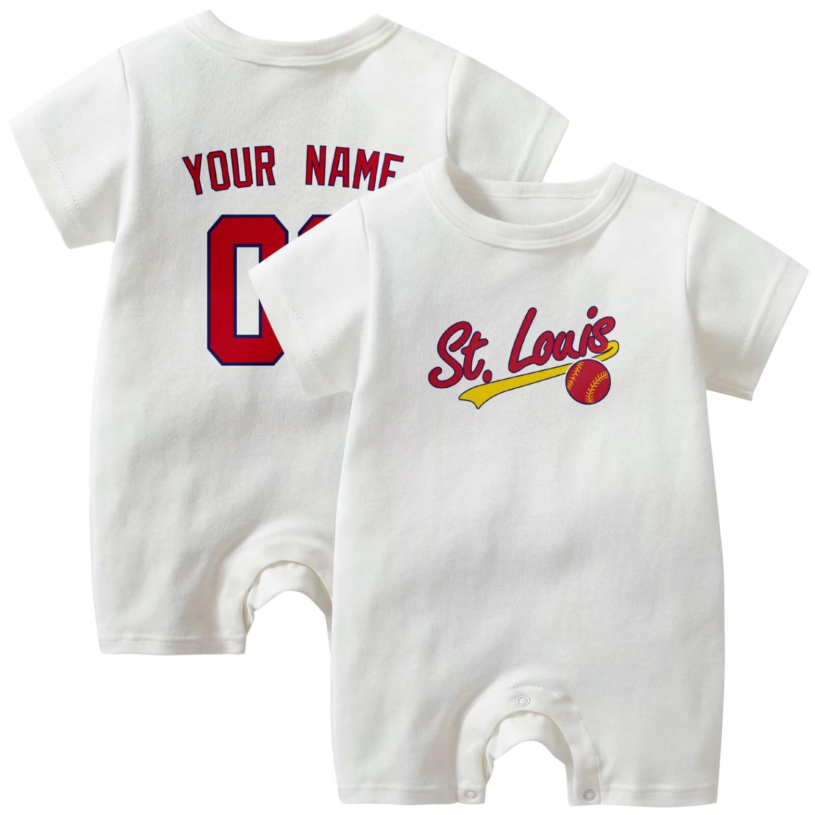 KREDE Baby Clothes Unisex White Bodysuit Rompers Custom Name Number for Baby Boys