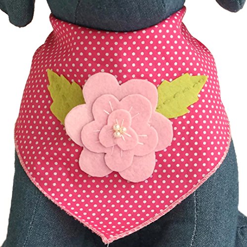 Tail Trends Easter Dog Bandanas with Pink Rose Design Fits Medium to Large Sized Dogs - 100% Cotton