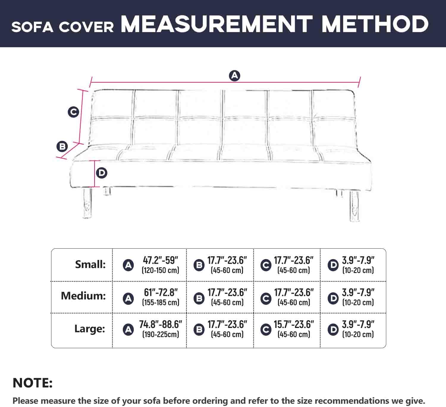 Stretch Armless Futon Cover, Sofa Slipcover Foldable Sofa Bed Cover Furniture Protector with Elastic Bottom for Kids, Pet, Solid Color, Washable (Red, Large(75"-89"))