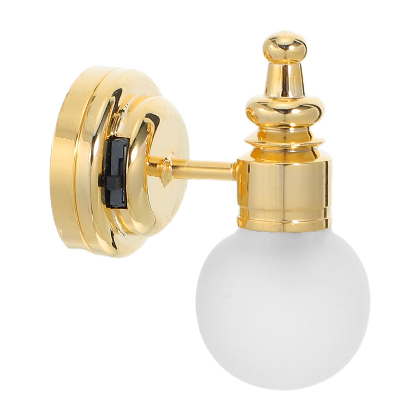 TOYANDONA Dollhouse Wall Lamp - 1:12 Scale Miniature Led Sconce Light with Magnetic Base, Vintage Miniature Gold Metal Wall Lantern for Tiny Doll House Bedroom Living Room Scene Decoration