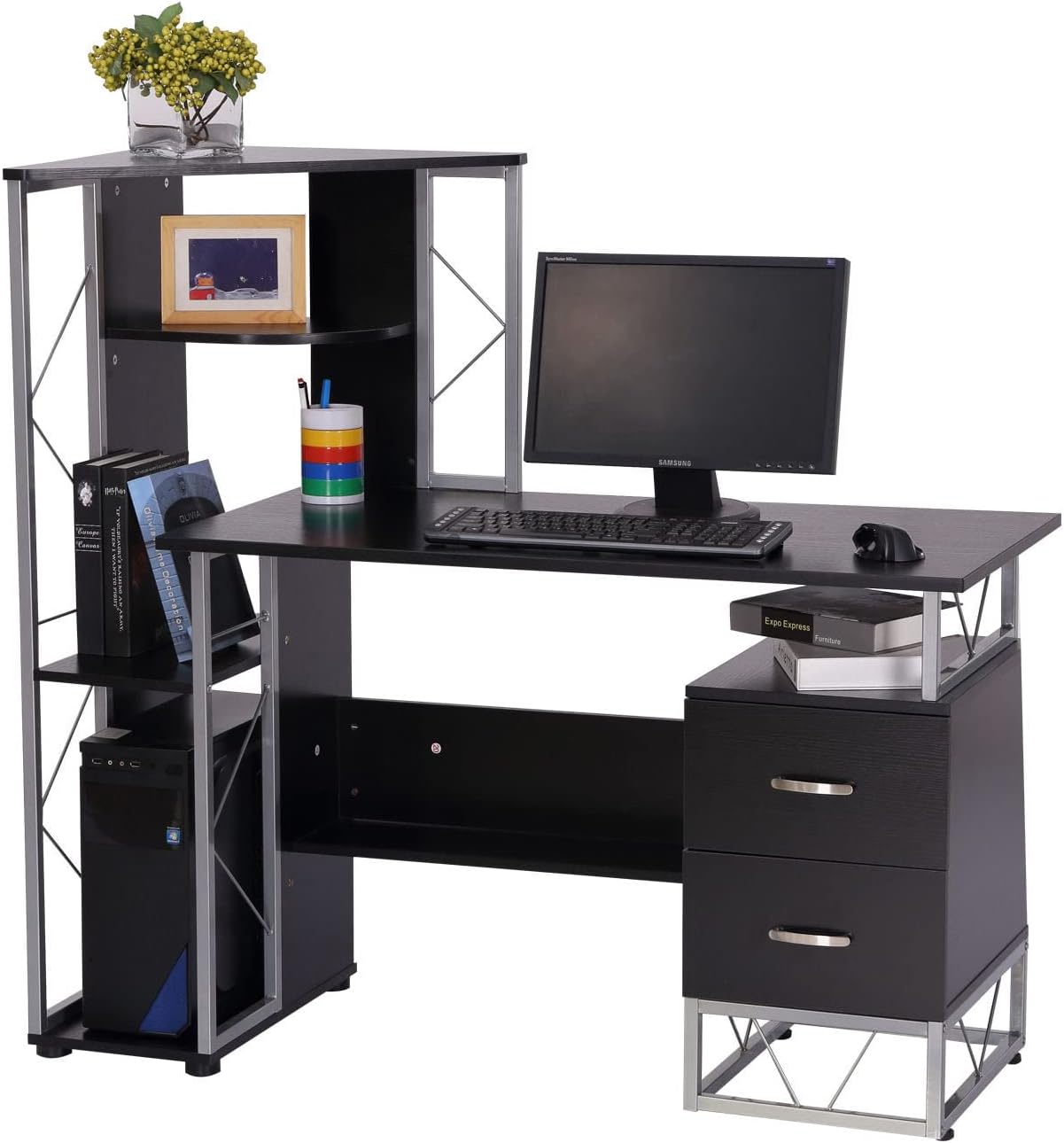52" Modern MultiLevel Computer Desk Home Office Study Workstation with Storage