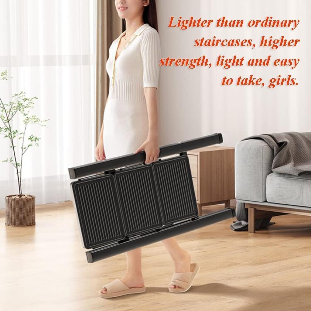 Step Ladder Portable Folding Ladder Telescoping Ladders A-frame Metal Ladder Width Pedals Step Ladders for Home and Work Everyday Folding Ladder Telescopic Ladder(Color:Black,Size:3 Step)