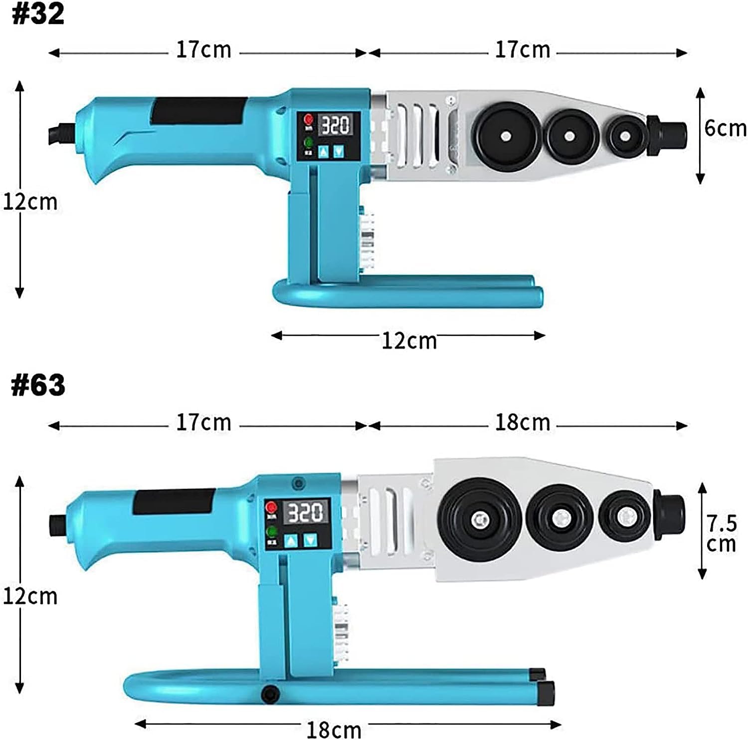PPR Plastic Pipe Welding Machine, Pipe Fusion Welder Handheld Socket Fusion Welder, Digital Display Hot-Melt Plastic Welding Machine for PPR, PE, PP Pipes