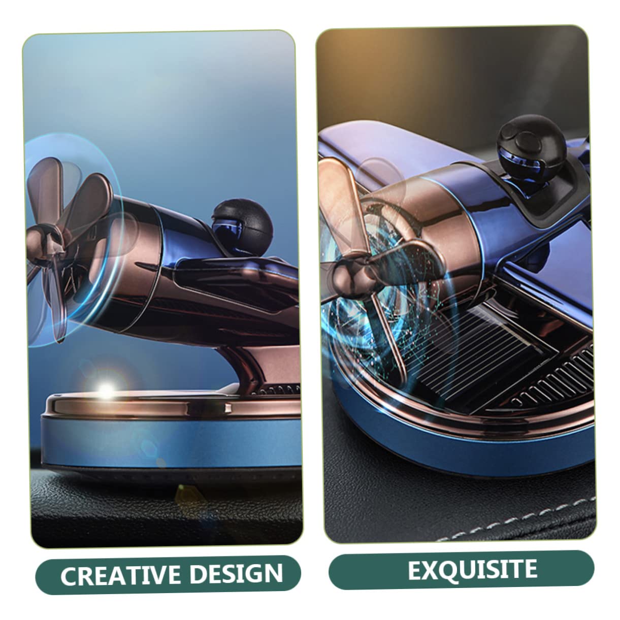 ULTECHNOVO 2pezzi Auto Diffusore Solare Aeromobile Decorativo Per Auto Casa e Ufficio Creativo Per Amici e Familiari Profumatore Rotante