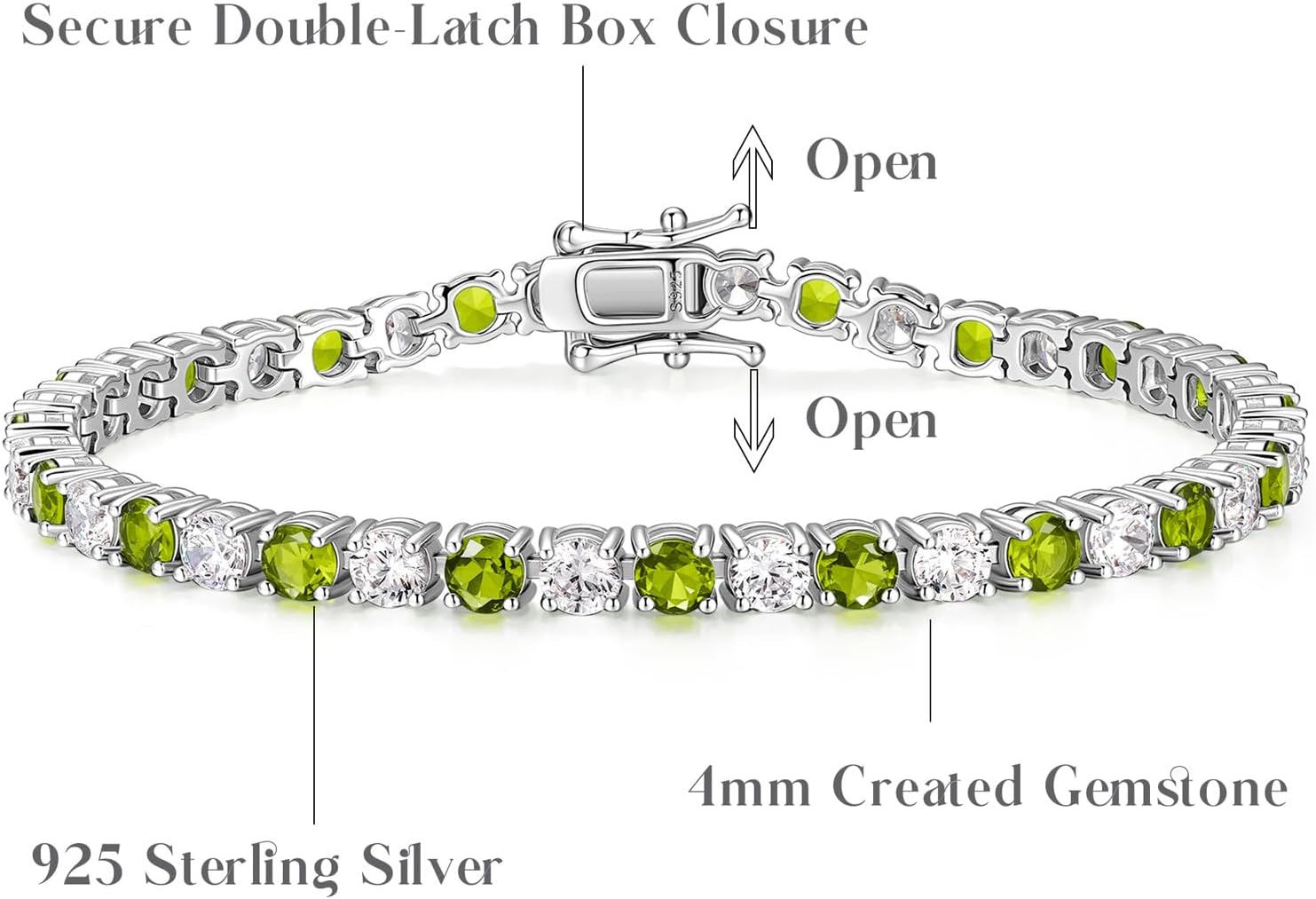 FANCIME Birthstone Tennis Bracelet, Sterling Silver Tennis Bracelets for Women, Fine Jewelry Wedding Bridal Prom Birthday Gift for Women Mom Wife, Length 7.2 Inch, Width 4mm - Image 5