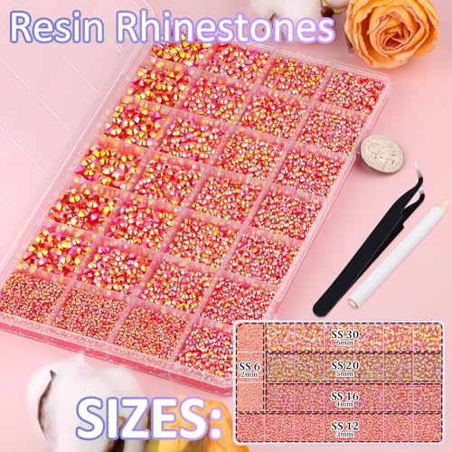 Image of 30000Pcs Resin Rhinestones for Bedazzling with Tweezers, Red AB Rhinestones for Crafting with B7000 Jewelry Glue for DIY Crafts Clothing Tumblers Shoes Fabric Nail Art