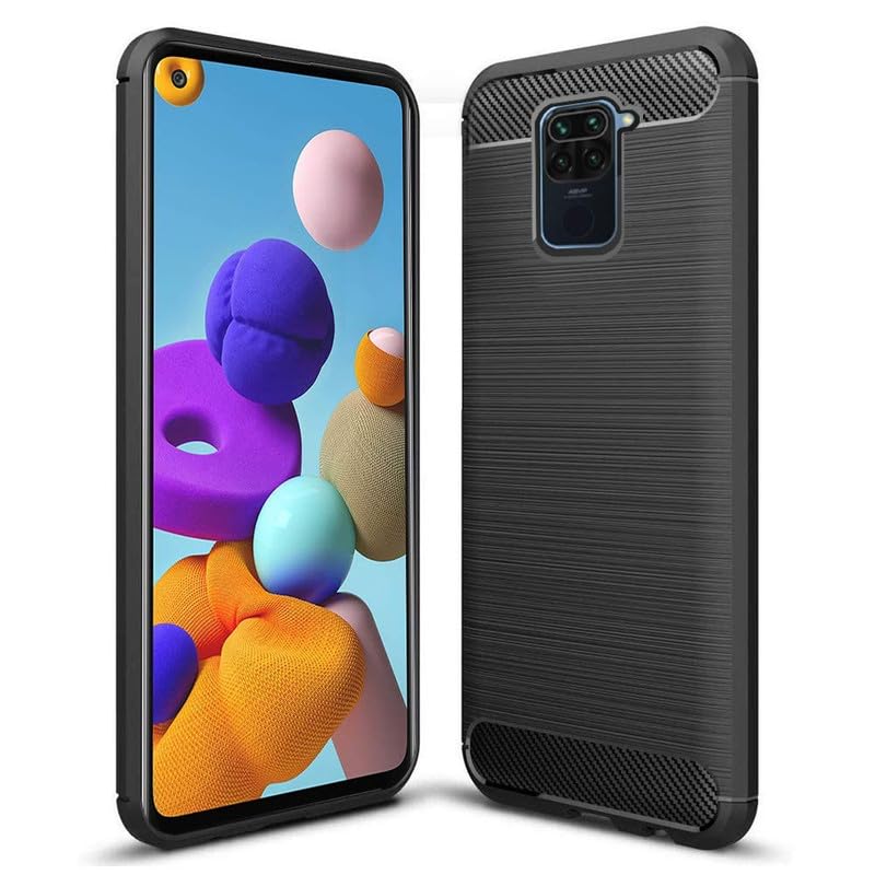 Image of Hybrid Carbon Fiber Back Case for Mi Redmi Note 9 (Black)