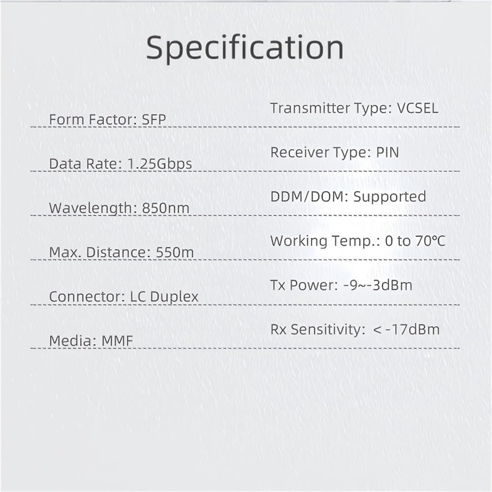 1000BASE SFP au duplex multimode 850nm 550m de module d'émetteur-récepteur fibre LC 1.25G