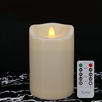 Vista 15 de Vela sin llama grande de 4" x 10" para exteriores con control remoto y temporizador, vela de pilar LED parpadeante impermeable que funciona