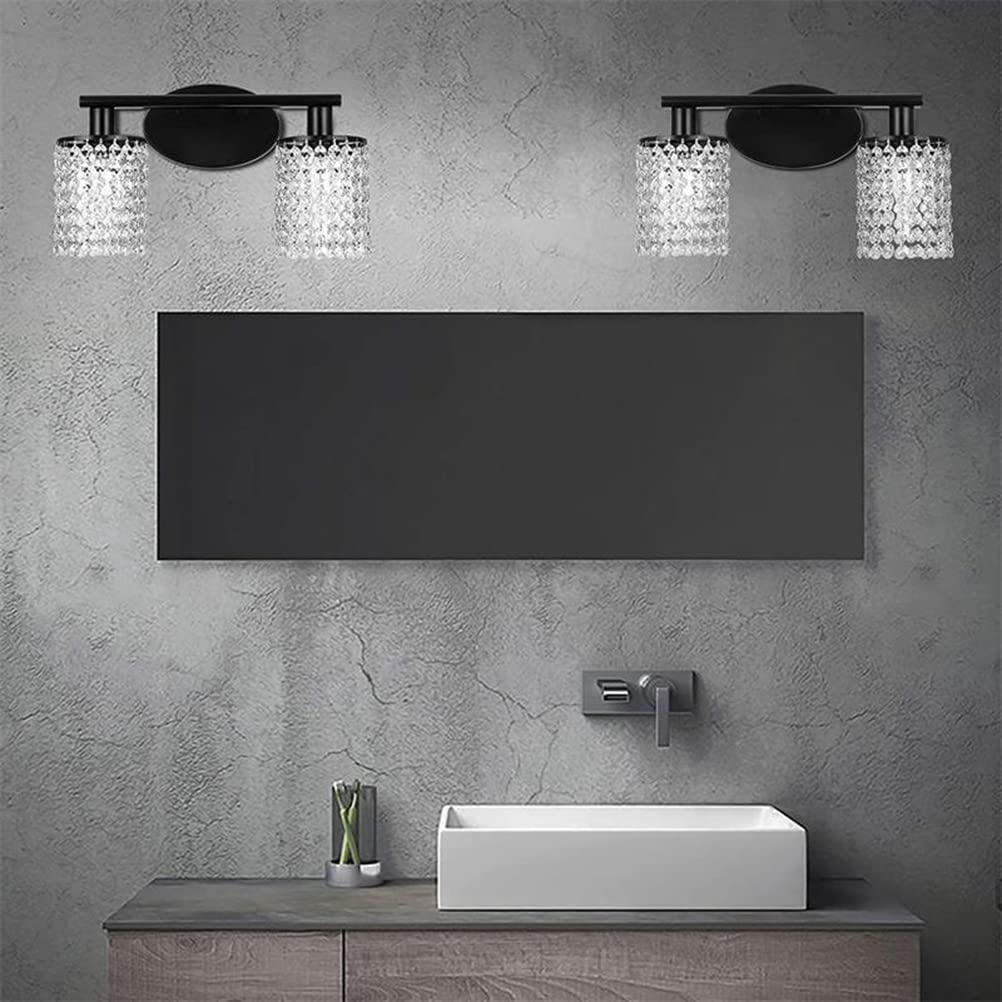 Kinkiet w stylu vintage z 2 lampami, kinkiet w stylu industrialnym, lampa lustrzana w stylu retro wykonana z metalu i szkła, uchwyt na żarówkę E27, lampa ścienna do sypialni, salonu, łazienki, 2 świa
