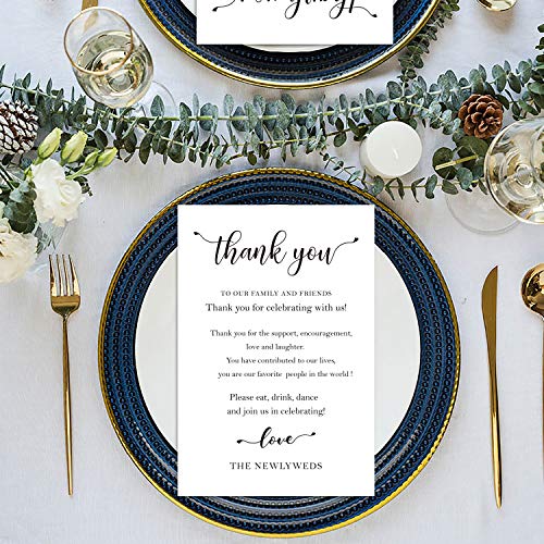 50 Wedding Thank You Place Setting Cards, Wedding Table Centerpieces and Wedding Decorations, Wedding Table Decorations, Wedding Favors for Guests, 4 x 6 Inch - Thumbnail 6