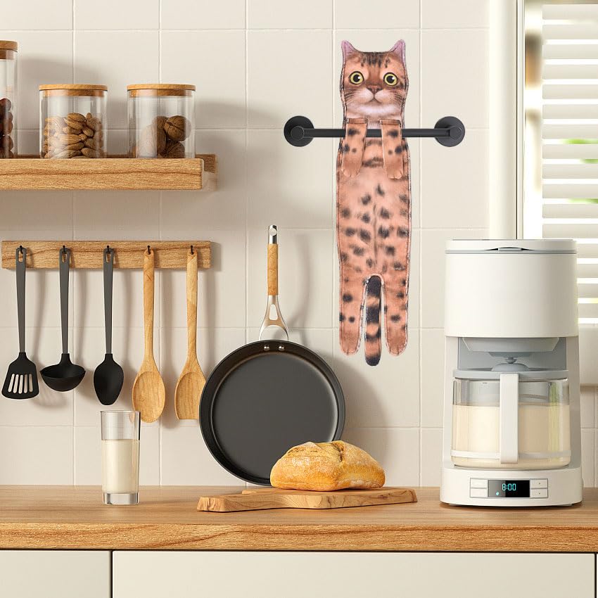 Lustiges Katzenhandtuch Zum Aufhängen - Küchenhandtuch Mit Süßem Katzendesign, 57x14,5cm