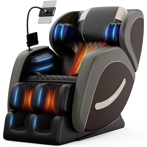 Massage Chair Full Body, Zero Gravity Recliner Massage Chair with Back Heat, 6 Fixed Rollers, Foot Massage, Airbags, Bluetooth, Ambient Light for Home and Office