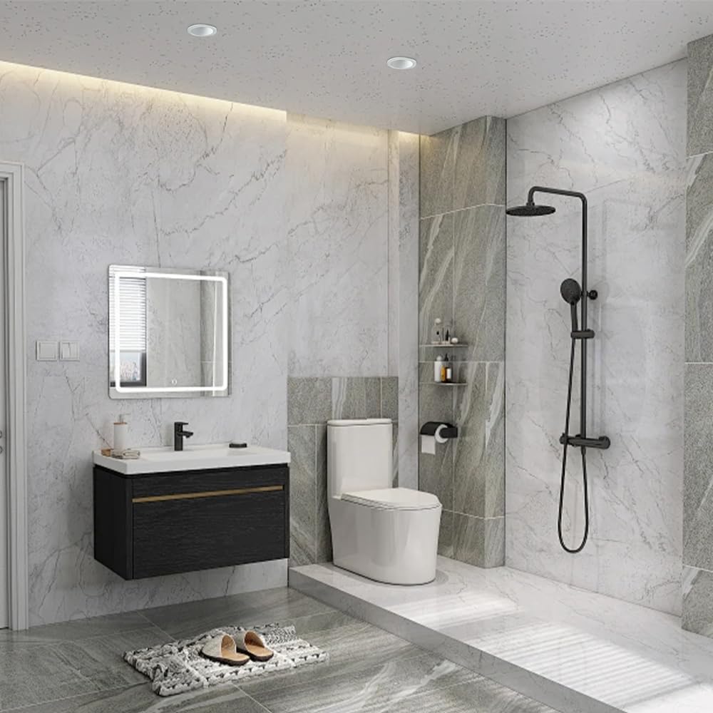 Foco De Techo Empotrable Led De 8,5 Cm, Resistente Al Agua Ip65, para Baño, Cocina, Balcón, Porche, Svart300（White4000K-7W）