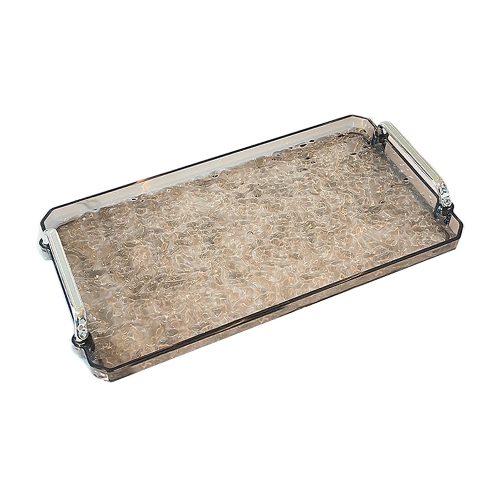 Acrylic Household Tray,Rectangular Fruit,Openwork Handle,Suitable for Living Room and Bathroom(Color2,41x21.8x4.4cm)