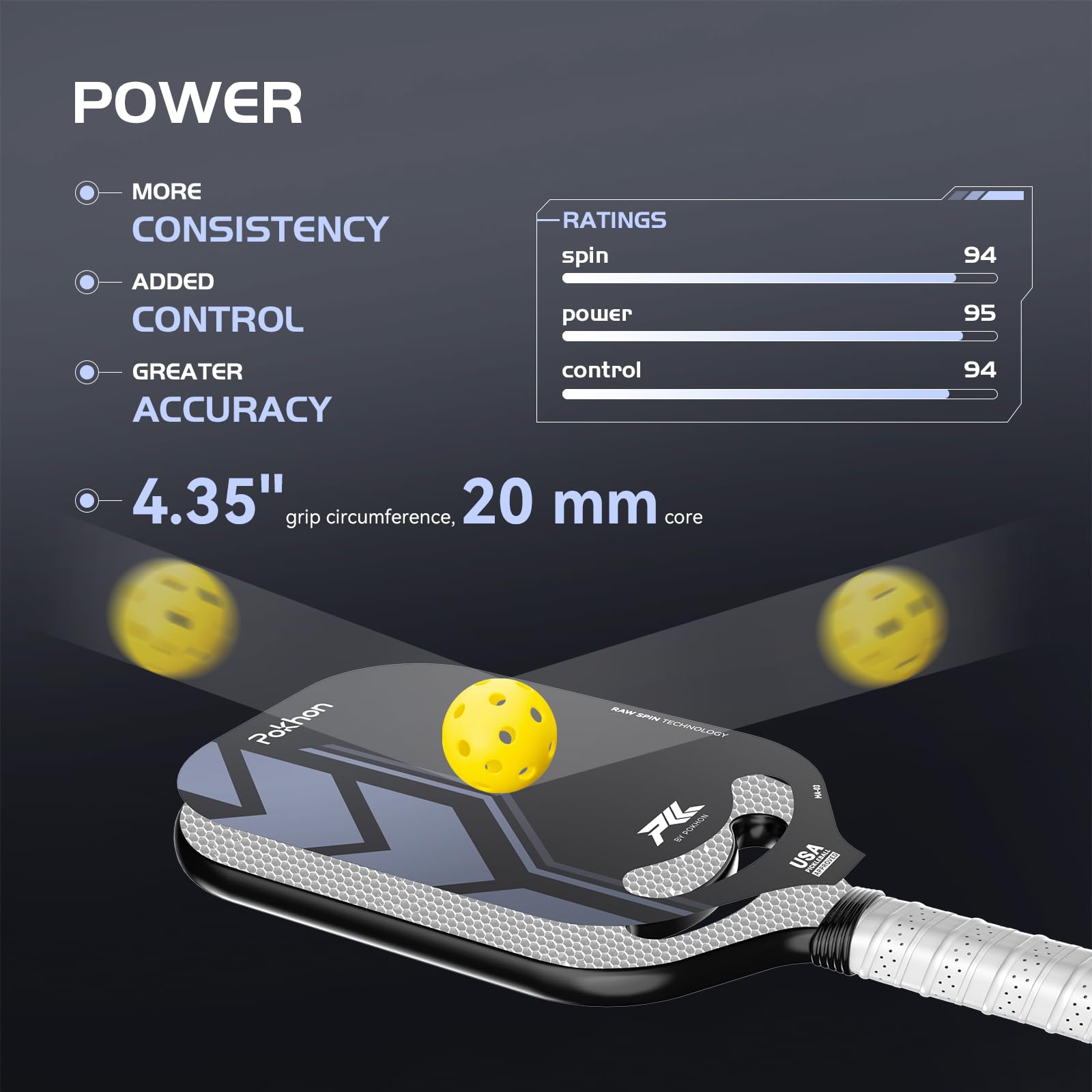 Pickle Ball Paddle Set Of 2 T700 Raw Carbon Fiber For Pros Carbon Friction Surface Polymer Honeycomb Core Enhanced 777893 - View #9