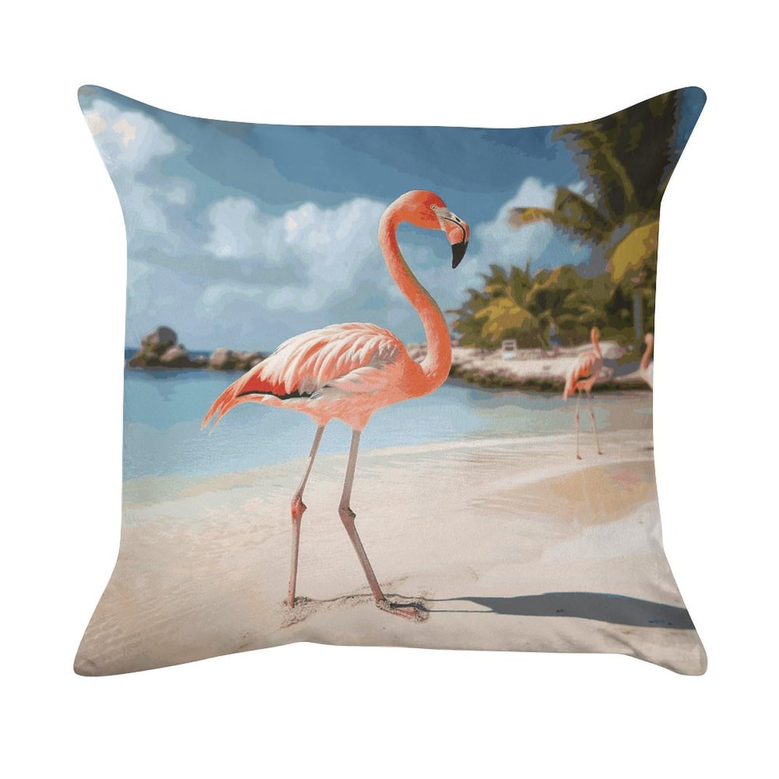 MUSM Beach Flamingo Throw Pillow Cover Standard Pillowcases with Invisible Zipper Luxury Cozy Velvet Pillow Shams Ultra Soft Lumbar Pillows Shells Decorative Square Cushion Cases