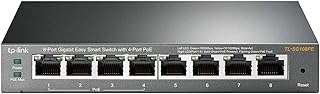 TP-Link TL-SG108PE 8-Port Gigabit Easy Smart Switch mit 4 PoE+ Ports (64 Watt, geschirmte RJ-45 Ports,IEEE-802.3af/at, ein...