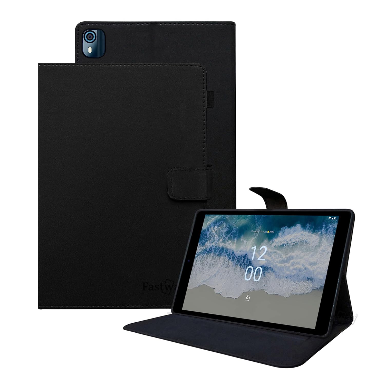 Flip Cover with Silicone Back Case for Nokia Tab T10 8 inch Tablet TA-1472 (Black)-image-30