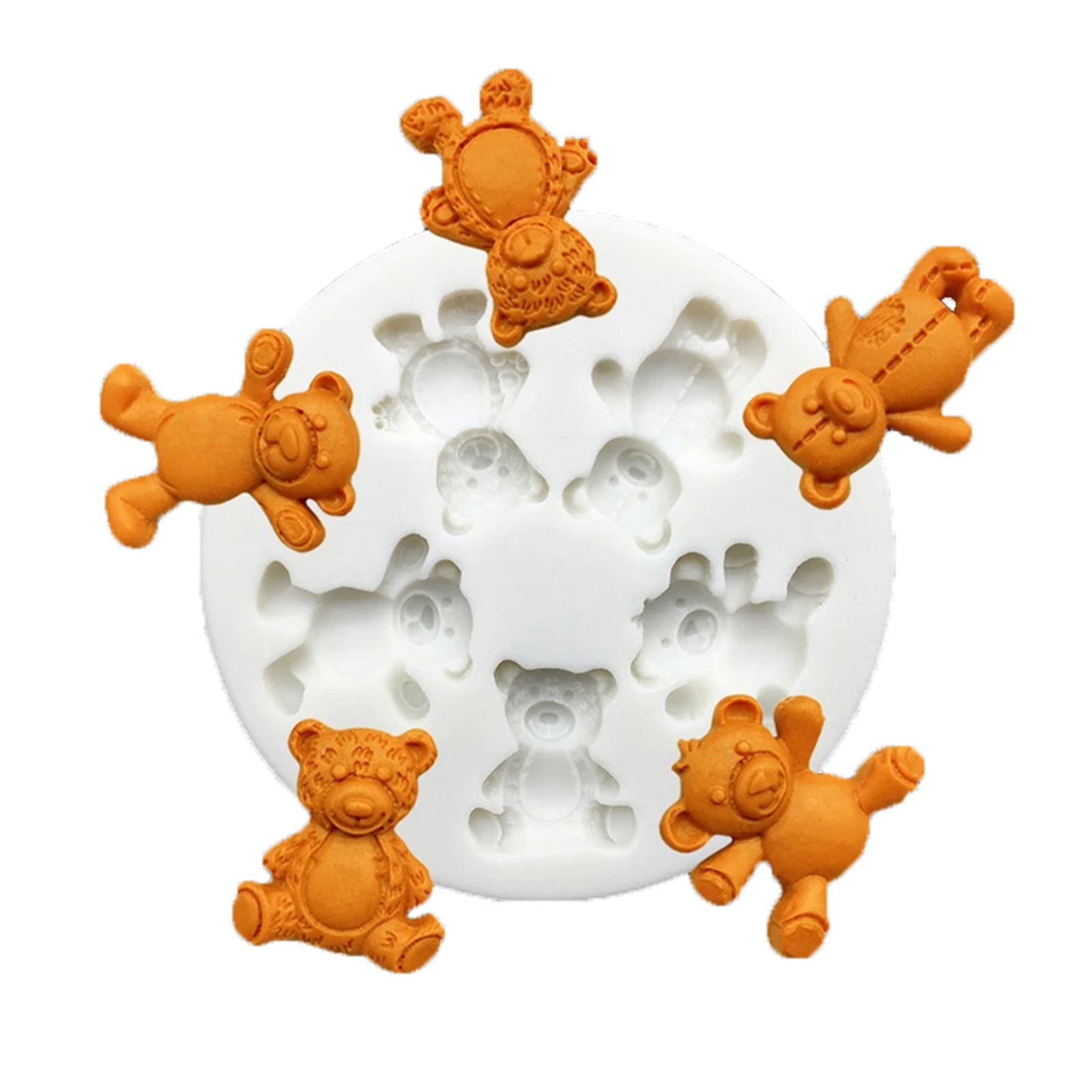 Yhplxyuus 5-connect Bear Sugar Cake Mold Fondant Cake Food Grade Silicone Baking Tools Sugar Mold Chocolate Fondant Bear Silicone for