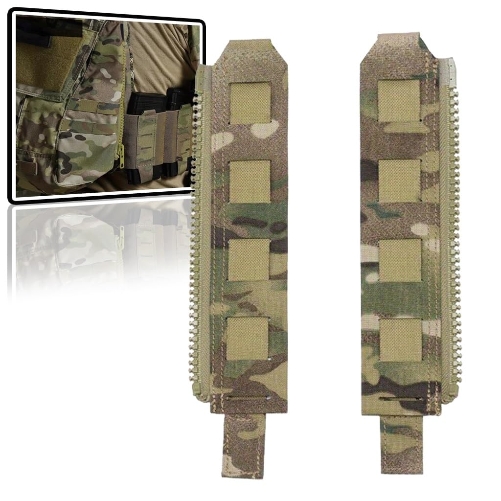 WLXW Tactical Back Panel MOLLE Zipper Kit Molle Zipper Strap Adapter With Expand Loading For Sports Tactical Vest CPC JPC(BK)