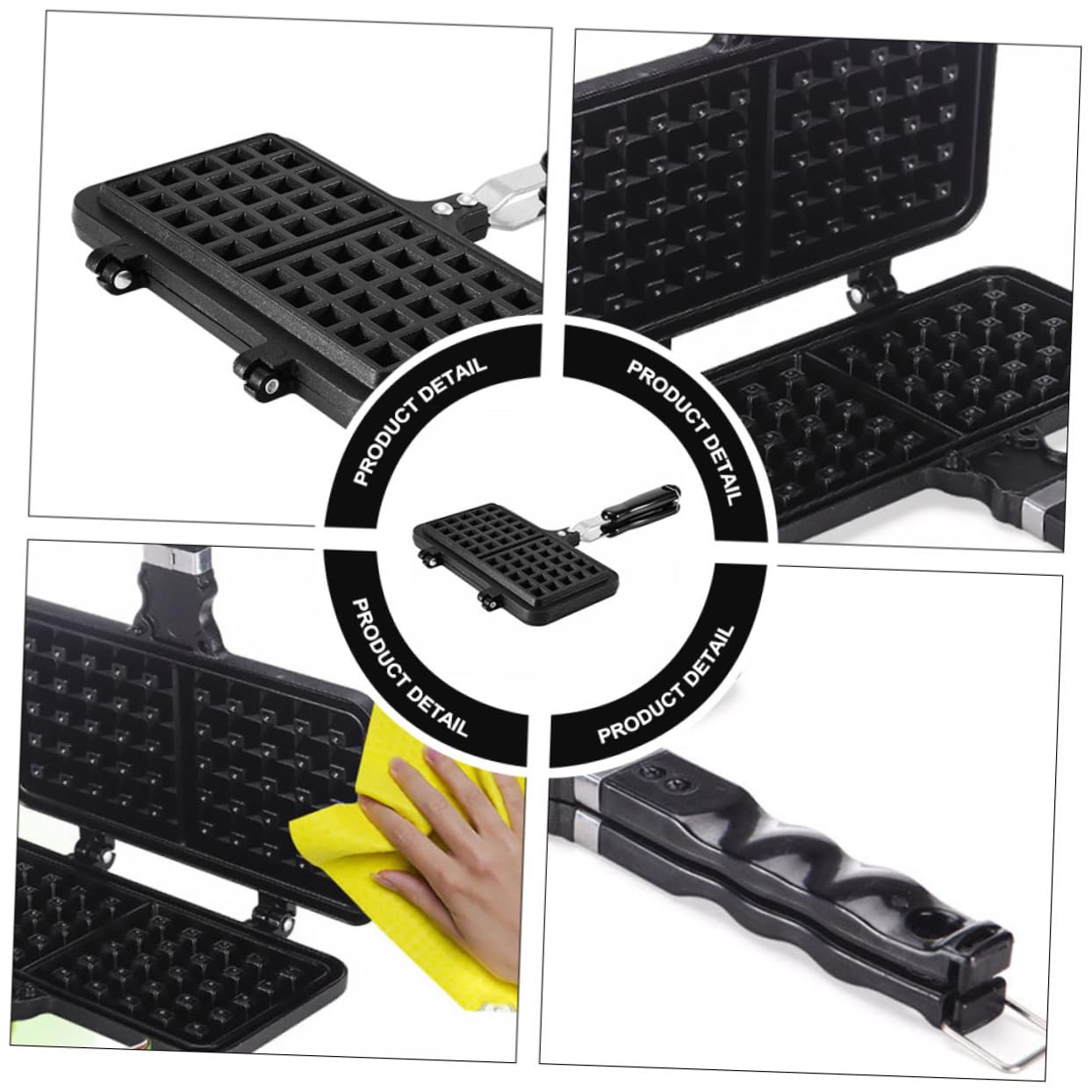Stampo Facile da Pulire per Waffle Nero Antiaderente in Alluminio Pressofuso per Cucina e Dolci Fatti in Casa