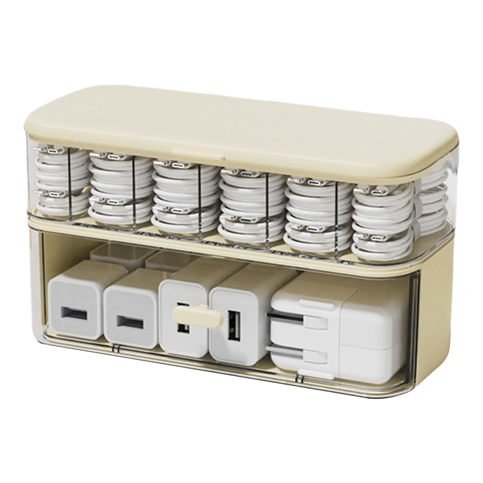 Woedpez Layer Cable Organiser Box with Compartments Chargers Storage Solution Cord Organization Case for or Home Cord Organiser