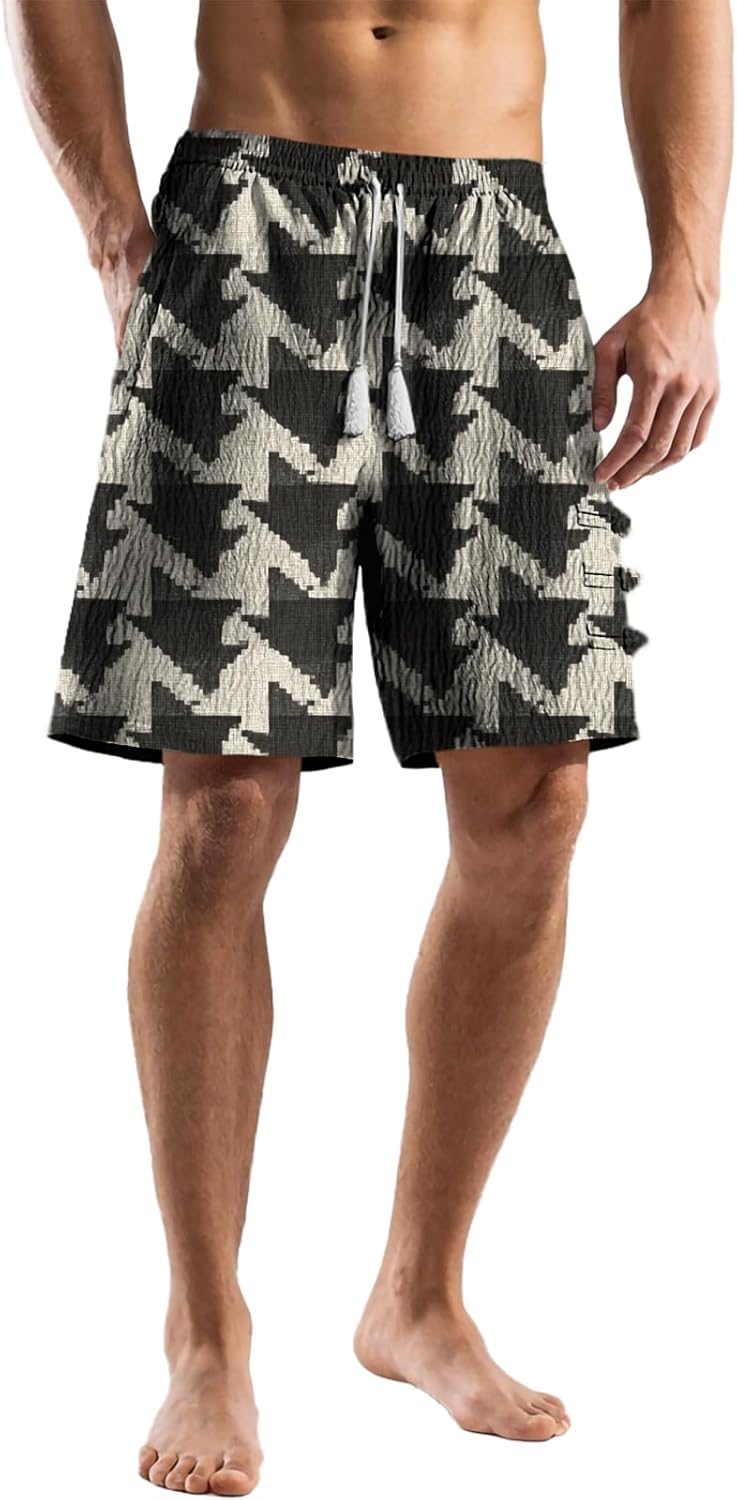 Shorts for Men Casual Summer Drawstring Hawaiian Mens Shorts Wide Leg Breathable Qu...