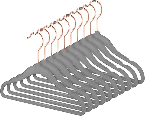 Miniatura 9 de MIZGI Ganchos premium de terciopelo para niños (paquete de 50) con ganchos de cobreoro rosa, ahorro de espacio, ultra-delgados, antideslizantes, uso