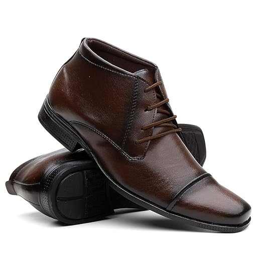 Sapato Social Masculino Cano Médio Em Couro Confortável