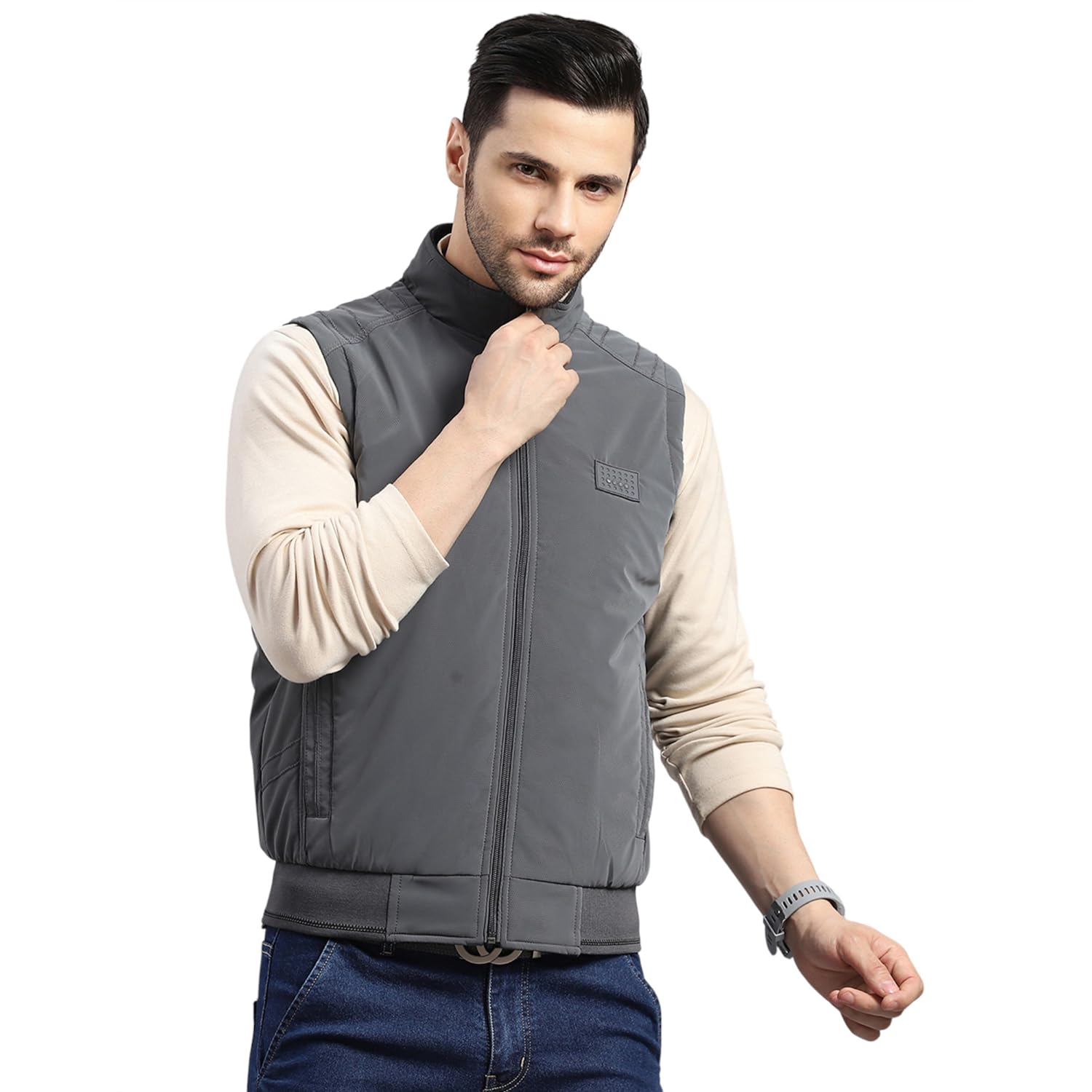monte carlo Men's Regular Fit Solid Pattern Collar Neck Zipper Sleeveless Winter Jacket | Warm Coat for Men | Stylish Full Sleeve Reversible Zipper Jacket (Pack Of 1)-picture-22
