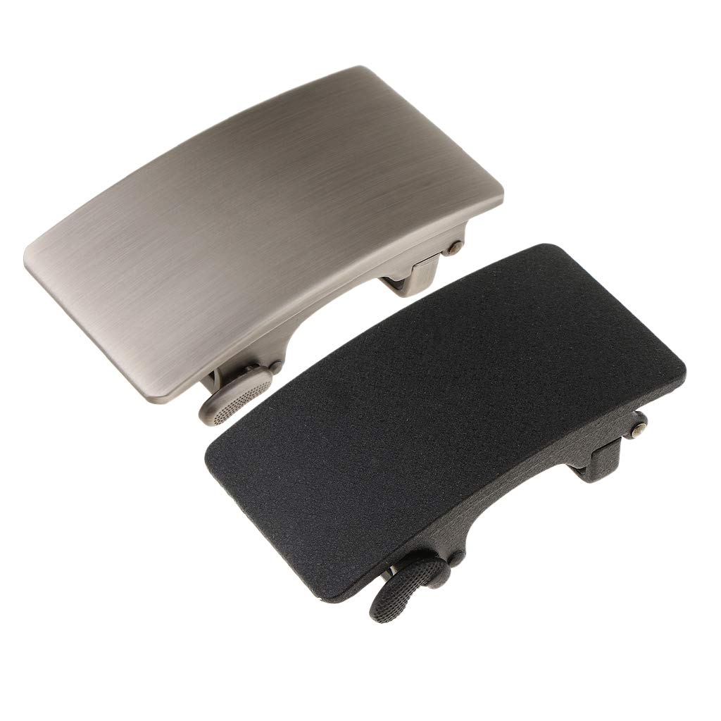 Mens Solid Buckle Automatic Ratchet Leather Belt Buckle 3.6cm Width Grey-image-9