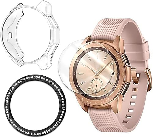 High-Sensitivity Anti-Strike Bubble-Free 9H Hardness Tempered Glass Screen Protector Film Full Cover Shell Soft TPU Case Ring Cover Compatible with