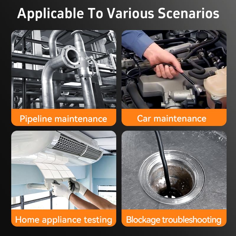 Endoscope Camera with Light, 5-inch Dual Lens 1920P HD Borescope, 7.9mm Camera with 9 LEDs, 16.5ft Semi-Rigid Cable, IP67 Waterproof - for Sewer/Drain Pipe, Automotive Inspection, Tools & Cool Gadgets