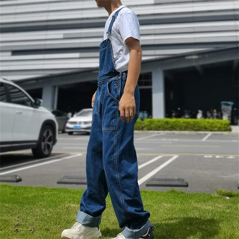 VIVICOLOR Peto Informal para Hombre, Pantalones Vaqueros, Peto, Mono Vaquero de Ajuste Relajado para Hombre, Ropa de Calle, Monos Ajustados