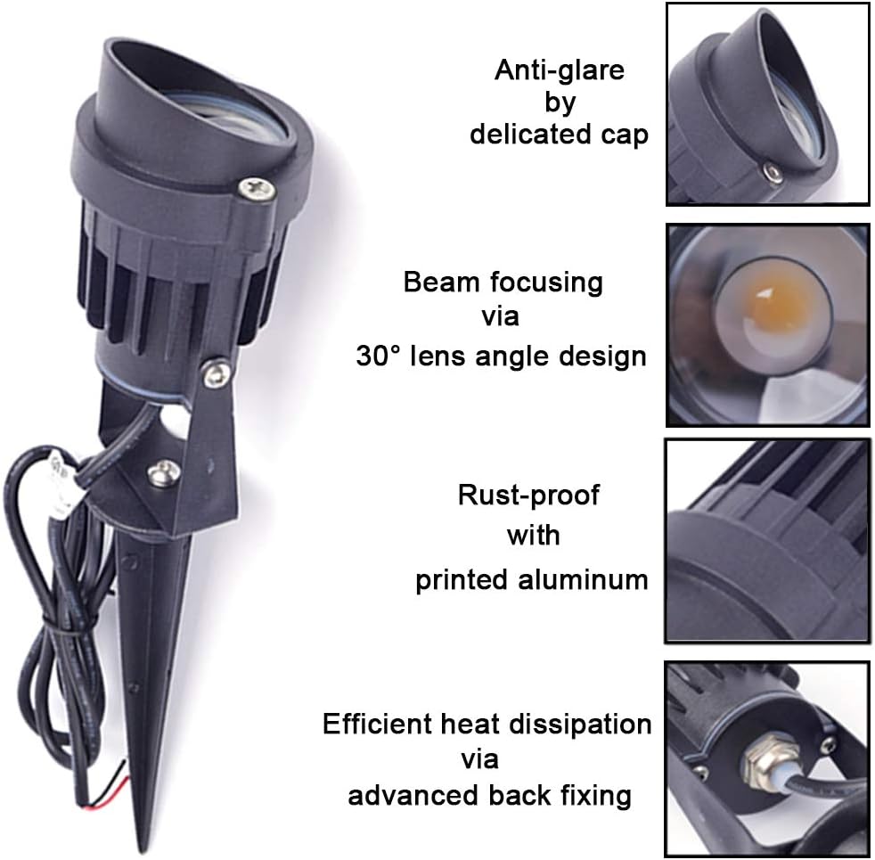 LAVAED 10W LED Landscape Lights 12V Pathway Spotlights Warm White Waterproof Uplight (2 Pack) - - 