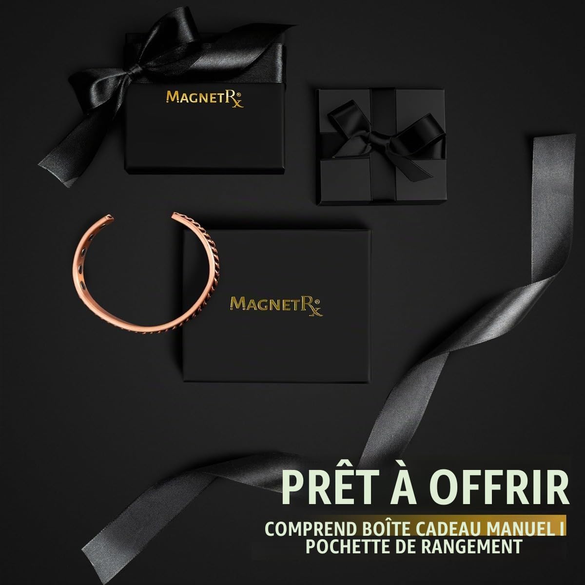 MagnetRX® Bracelet en Cuivre Efficace pour Hommes et Femmes - Bracelet Manchette en Cuivre avec Aimants Puissants et Finition Antique