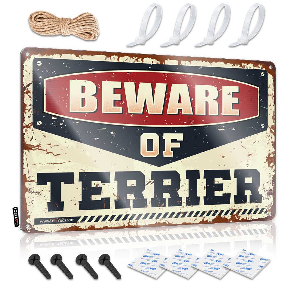 Fzfn Men's Colour Faded Art, Indoor Fall Decor Accessory Beware Of Terrier | Farmhouse Days Decor(30X40cm)