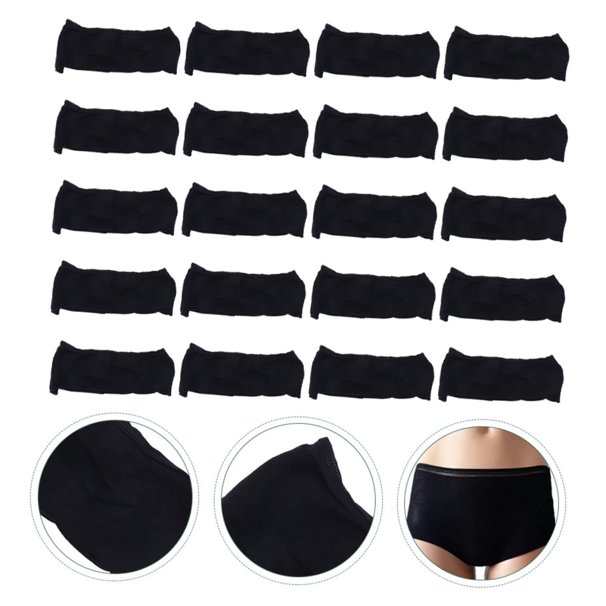 Einwegunterwäsche 20 Stück aus Baumwolle Schwarze Damenhose | Atmungsaktive Netzunterwäsche, Pflegebedarf für Sauna und Spa, Geschmeidig und Tragbar