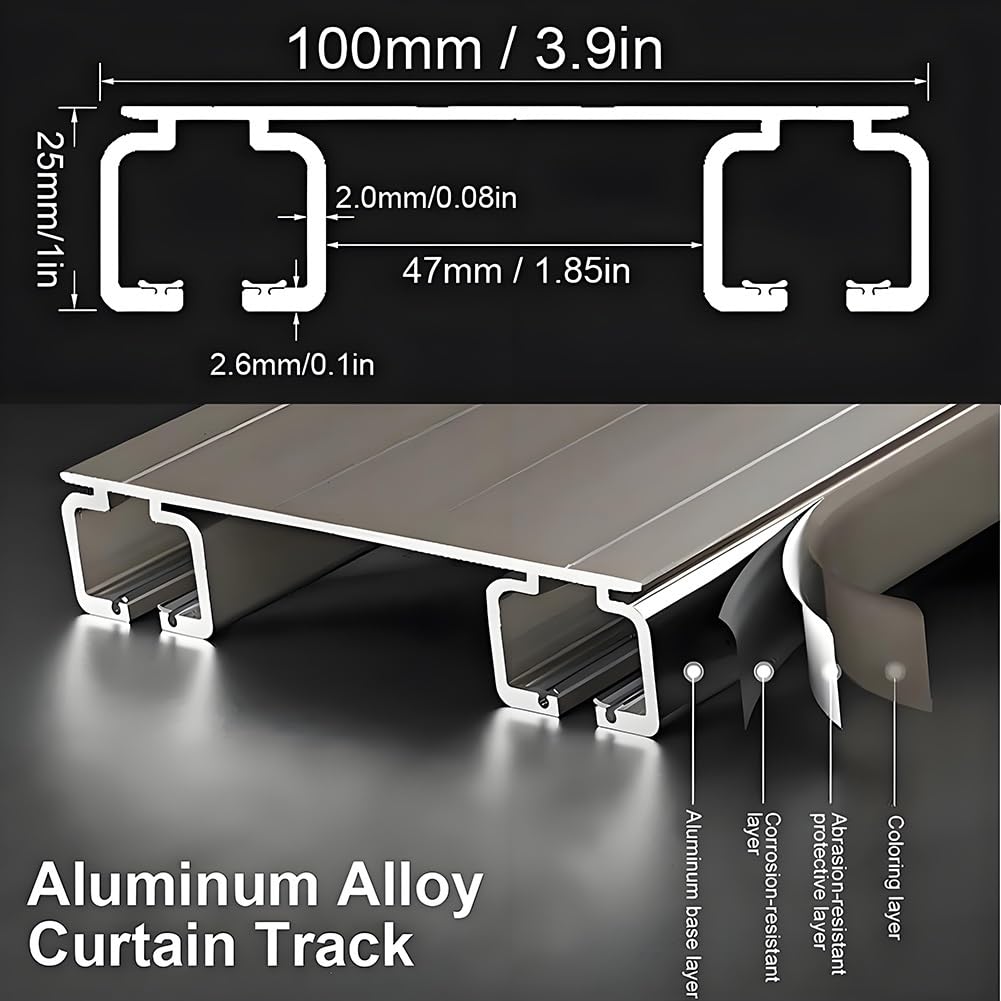 Deckenmontage Vorhangschiene, Gardinen für Schienen Aluminium 2-läufige Gardinenschiene mit Gardinen Clips, Kein Lärm Leises Gleiten für Wohnzimmer, Schlafzimmer, Hotel(White,410cm)