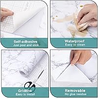 Vista 6 de Arthome - Papel de contacto de mármol blanco - Papel pintado para despegar y pegar - Papel de pared autoadhesivo y extraíble para muebles