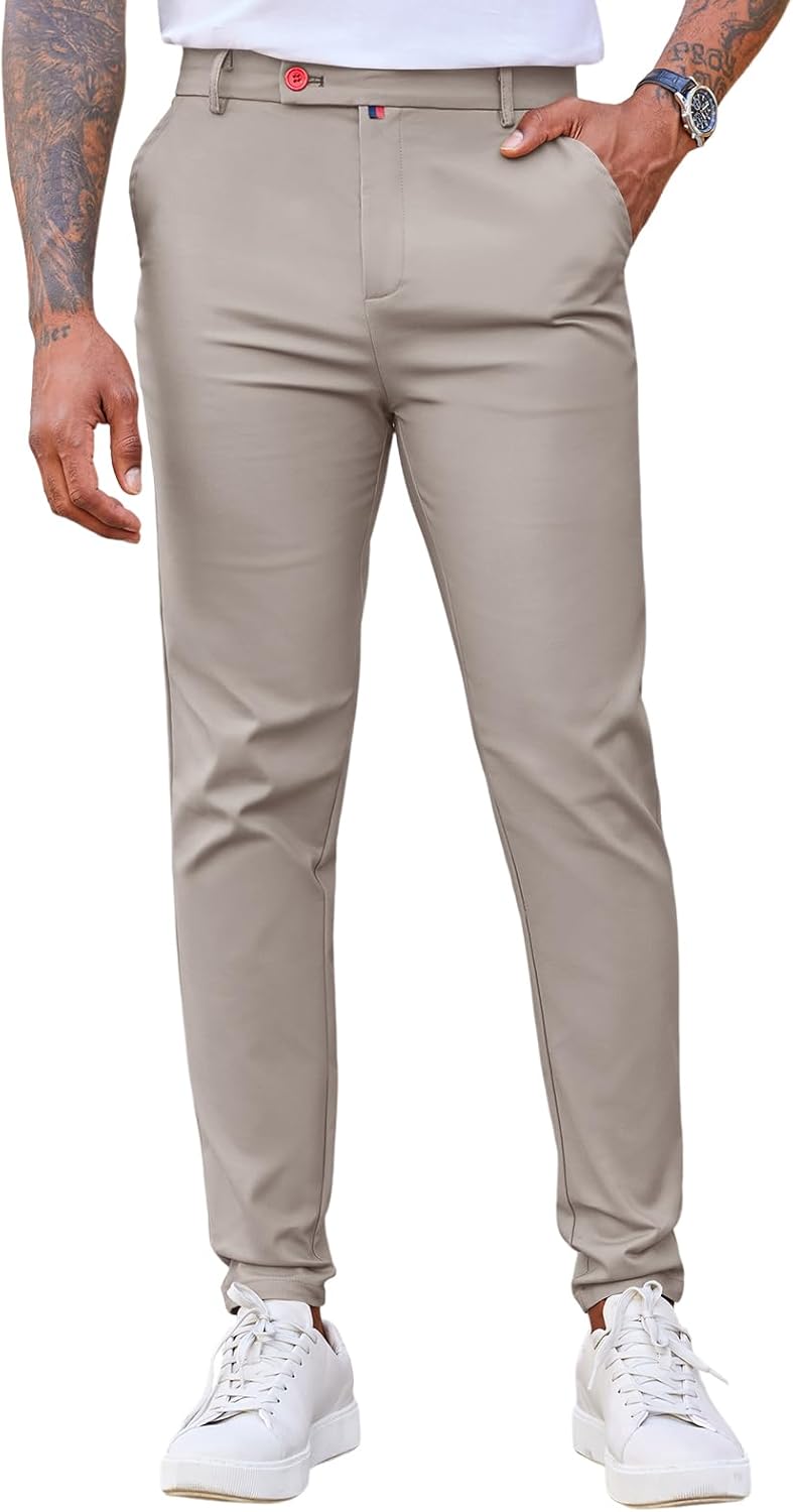 Beotyshow Men’s Dress Pants Slim Fit Casual Trendy 2025 Formal Skinny Athletic Stretch Business Pant