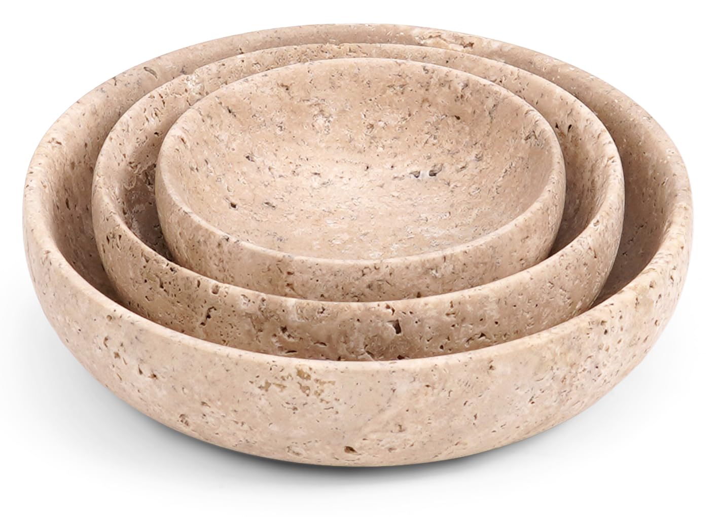 SPESHSTONES Marble Dipping Bowls Set of 3 Handmade Travertine Mini Dip Bowl for Soy Sauce, Condiment & Pinch Serving – Small Stone Side Dishes for Prep & Entertaining — image 1