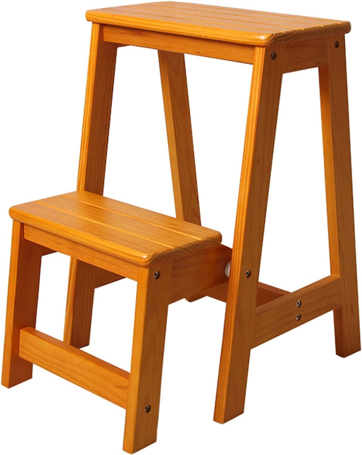 Foldable Stool Solid Wood Chair Multifunction Stepladder Space Saving Sturdy Step Ladder for Library, Home and Kitchen 150kg Capacity