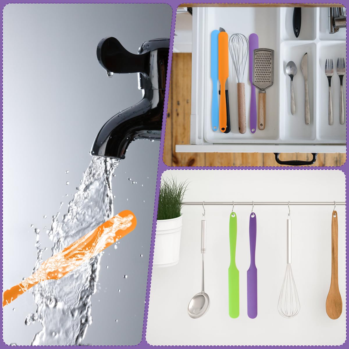 Juego de 6 espátulas de silicona, espátula de silicona para tarro, espátula de silicona resistente al calor, espátula de cocina pequeña imprescindible para la cocina, licuadora de tarros