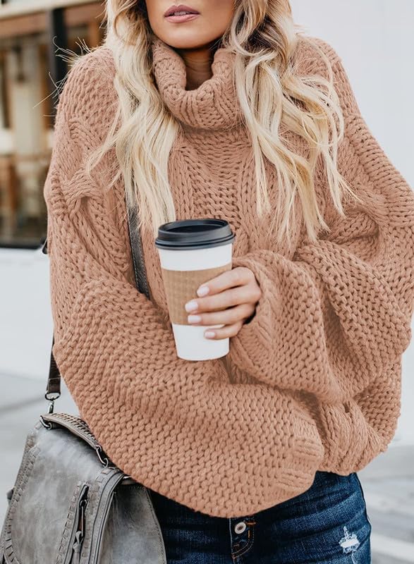 Image of Dokotoo Womens Sweaters Turtleneck Cable Knit Chunky Pullover Fall Outfits